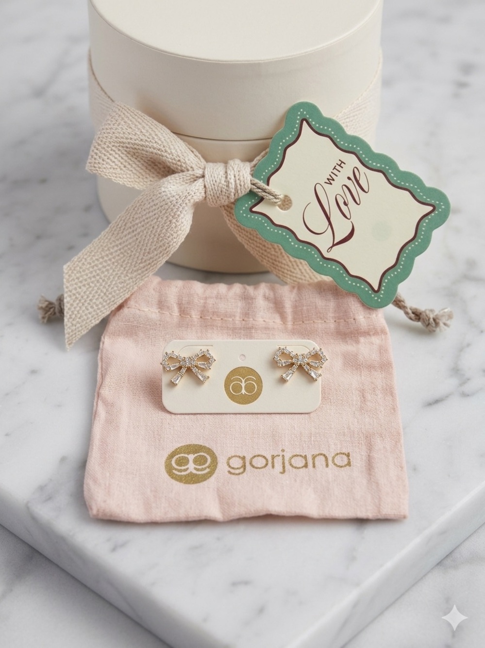 Gorjana Gold Fancy Bow Crystal Stud Earrings